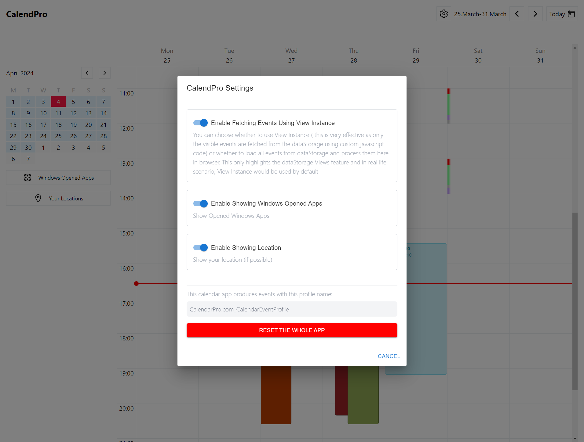 Calendar Settings