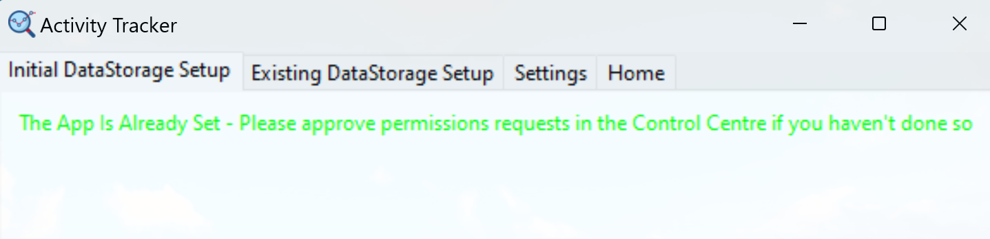Windows Activity Tracker - Initial Setup Already Set